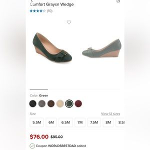 New In Box Comfort Graysn Wedge, Color Green Women’s size 7.5